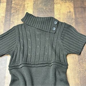 Ellen Parker Grey Cable Knit Short Sleeve Sweater Dress